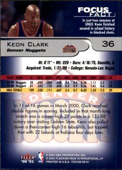 2000-01 Fleer Focus #36 Keon Clark Back