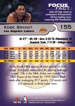 2000-01 Fleer Focus #155 Kobe Bryant Back