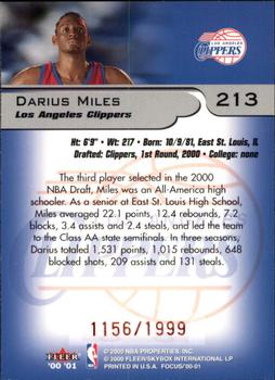 2000-01 Fleer Focus #213 Darius Miles Back