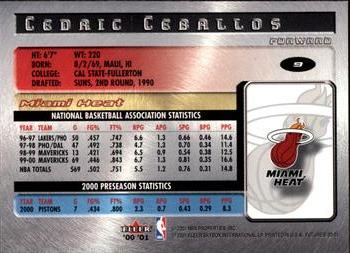 2000-01 Fleer Futures #9 Cedric Ceballos Back