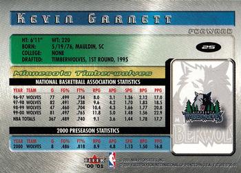 2000-01 Fleer Futures #25 Kevin Garnett Back