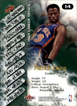 2000-01 Fleer Game Time #14 Patrick Ewing Back