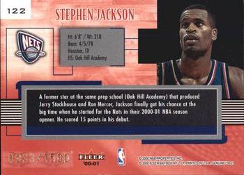 2000-01 Fleer Genuine #122 Stephen Jackson Back