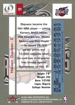 2000-01 Fleer Legacy #9 Hakeem Olajuwon Back