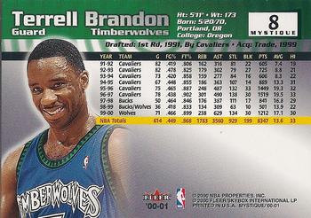2000-01 Fleer Mystique #8 Terrell Brandon Back