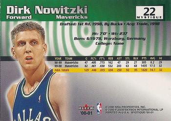 2000-01 Fleer Mystique #22 Dirk Nowitzki Back