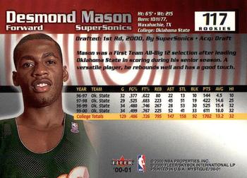 2000-01 Fleer Mystique #117 Desmond Mason Back
