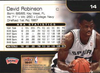 2000-01 Fleer Premium #14 David Robinson Back