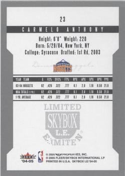 2004-05 SkyBox LE - Retail #23 Carmelo Anthony Back