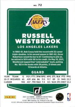 2021-22 Donruss #72 Russell Westbrook Back