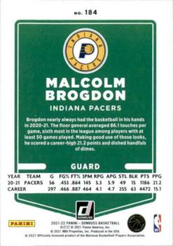 2021-22 Donruss #184 Malcolm Brogdon Back