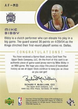 2004-05 SP Game Used - Authentic Fabrics #AF-MB Mike Bibby Back