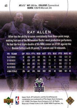 2000-01 SP Authentic #45 Ray Allen Back