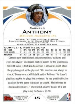 2004-05 Topps 1st Edition #15 Carmelo Anthony Back