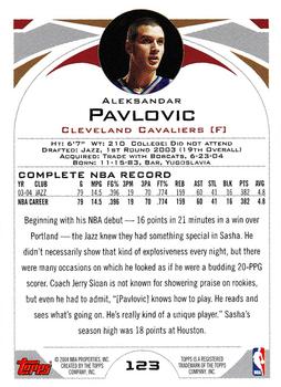 2004-05 Topps 1st Edition #123 Aleksandar Pavlovic Back