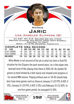 2004-05 Topps 1st Edition #192 Marko Jaric Back