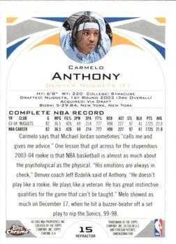 2004-05 Topps Chrome - Refractors #15 Carmelo Anthony Back