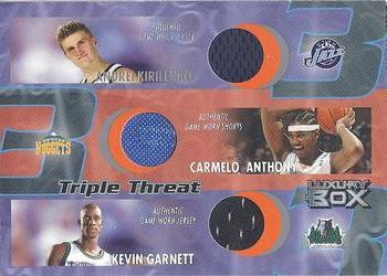 2004-05 Topps Luxury Box - Triple Threat Relics #TT-KAG Andrei Kirilenko / Carmelo Anthony / Kevin Garnett Front