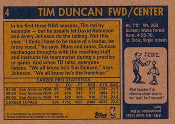 2000-01 Topps Heritage #4 Tim Duncan Back