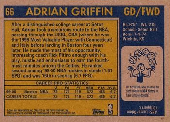 2000-01 Topps Heritage #66 Adrian Griffin Back