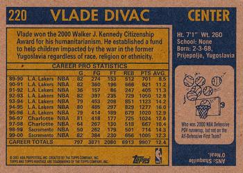 2000-01 Topps Heritage #220 Vlade Divac Back