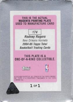 2004-05 Topps Total - Press Plates Magenta Front #174 Rodney Rogers Back