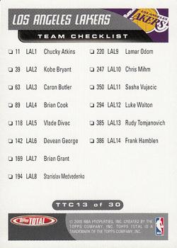2004-05 Topps Total - Team Checklists #TTC13 Kobe Bryant Back