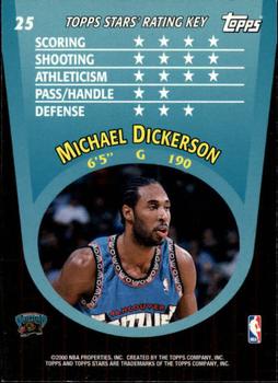 2000-01 Topps Stars #25 Michael Dickerson Back