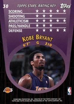 2000-01 Topps Stars #30 Kobe Bryant Back