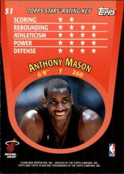 2000-01 Topps Stars #51 Anthony Mason Back