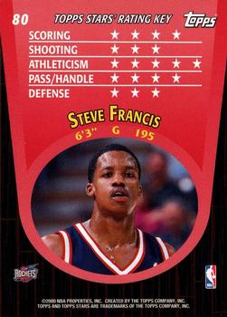 2000-01 Topps Stars #80 Steve Francis Back