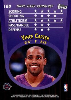 2000-01 Topps Stars #100 Vince Carter Back