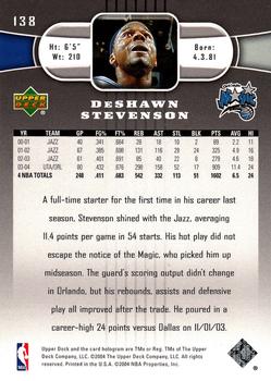 2004-05 Upper Deck - UD Immaculate #138 DeShawn Stevenson Back