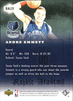 2004-05 Upper Deck - Rookie Academy #RA20 Andre Emmett Back