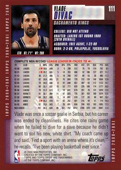 2000-01 Topps Tipoff #111 Vlade Divac Back