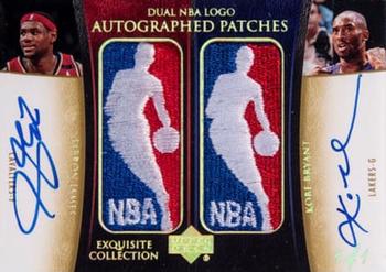 2004-05 Upper Deck Exquisite Collection - Dual NBA Logo Autographed Patches #LJ-KB LeBron James / Kobe Bryant Front