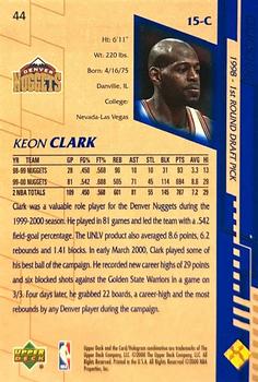 2000-01 Upper Deck #44 Keon Clark Back