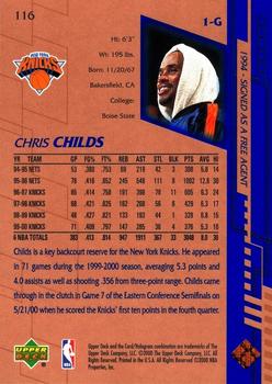 2000-01 Upper Deck #116 Chris Childs Back