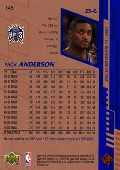 2000-01 Upper Deck #145 Nick Anderson Back
