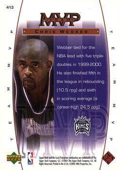 2000-01 Upper Deck #413 Chris Webber Back