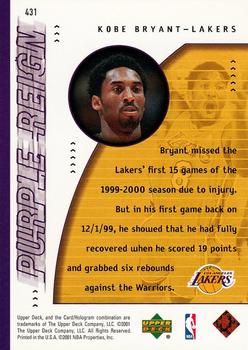 2000-01 Upper Deck #431 Kobe Bryant Back