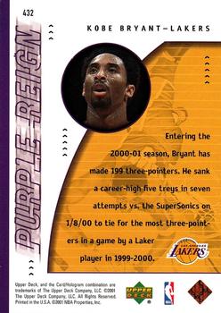 2000-01 Upper Deck #432 Kobe Bryant Back