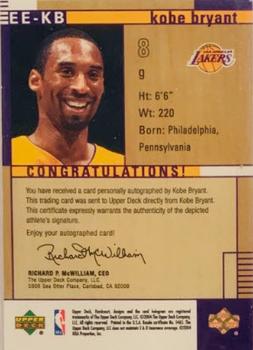 2004-05 Upper Deck Hardcourt - Engraved Endorsements #EE-KB Kobe Bryant Back