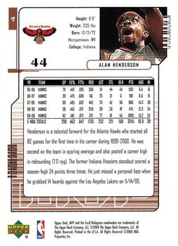 2000-01 Upper Deck MVP #4 Alan Henderson Back