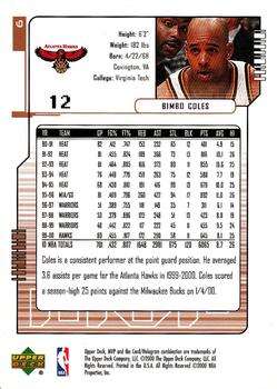 2000-01 Upper Deck MVP #6 Bimbo Coles Back