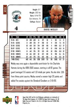 2000-01 Upper Deck MVP #20 David Wesley Back