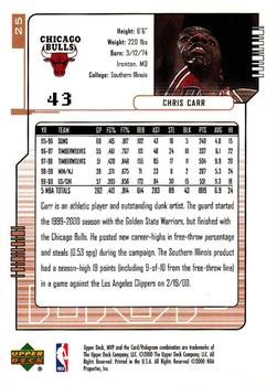 2000-01 Upper Deck MVP #25 Chris Carr Back
