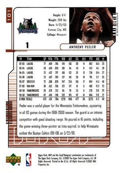 2000-01 Upper Deck MVP #101 Anthony Peeler Back