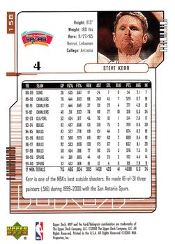 2000-01 Upper Deck MVP #158 Steve Kerr Back