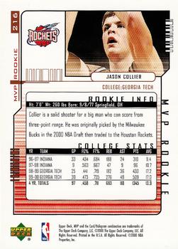 2000-01 Upper Deck MVP #216 Jason Collier Back